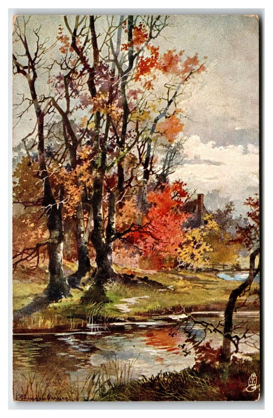 Tuck's Oilette Postcard WAYSIDE SKETCHES Autumn Landscape F. Burleigh Bruhl